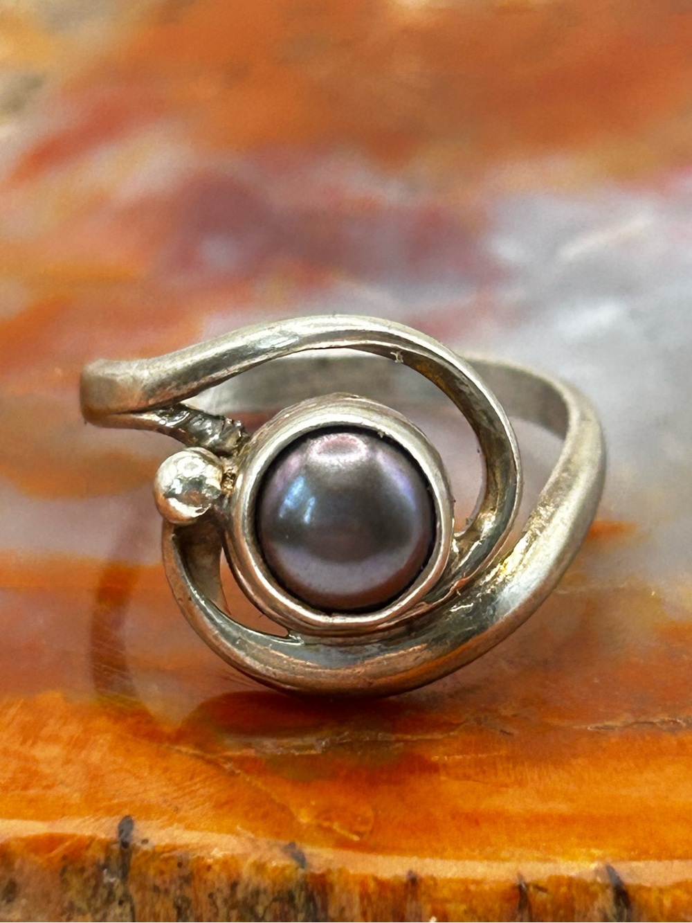Sterling Silver Purple Freshwater Pearl Ring - Size 7